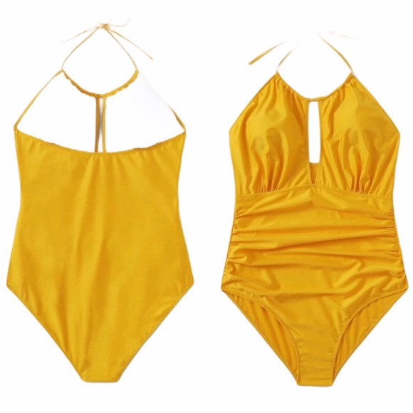 Other - PLUS yellow halter one piece bathing suit